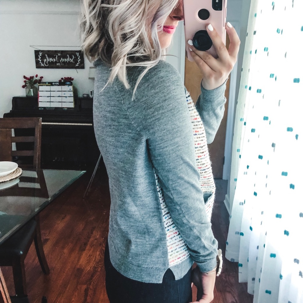 J. Crew Grey Spotted Pocket Sweater XS - Picture 5 of 7